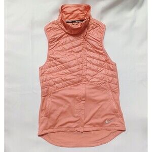 Nike Essential Padded Field Running‎ Vest Women’s Sz S Peach Quilted Lightweight